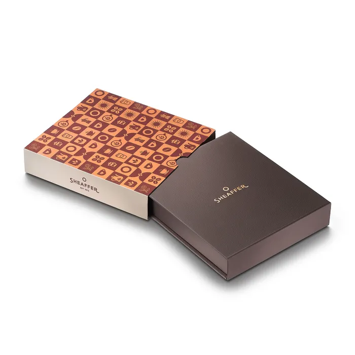 Sheaffer VFM Gift Set 9428 Coffee Edition Ballpoint Pen with Regal Brown PVD Trims and Small Notebook - Matt Brown