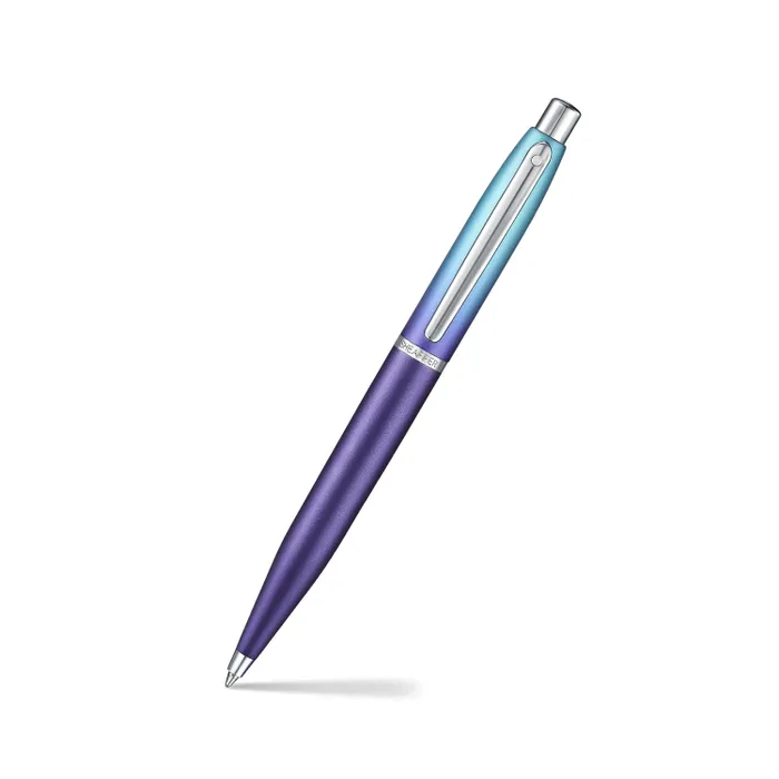 Sheaffer Expressions Gift Set VFM 9430 Blue and Purple Pearlised Gradient Ballpoint Pen with Genuine Leather Card Case