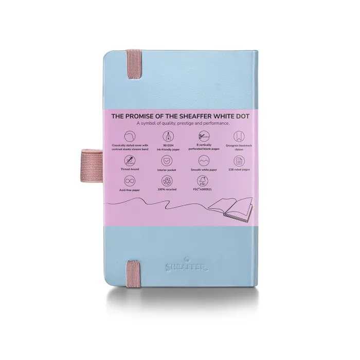 Sheaffer Expressions Gift Set 100 9376 Blue and Pink Pearlised Gradient Ballpoint Pen with Chrome-plated Trims and Small Notebook