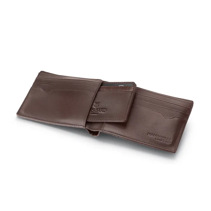 Lapis Bard Mandeville Croc-Textured Wallet with Extra Credit Card Holder - Dark Brown