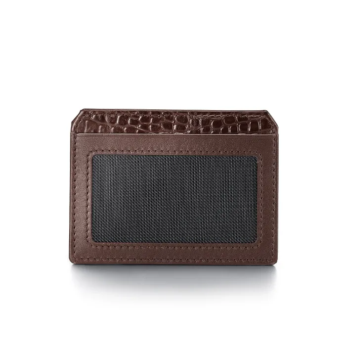 Lapis Bard Mandeville Croc-Textured Wallet with Extra Credit Card Holder - Dark Brown