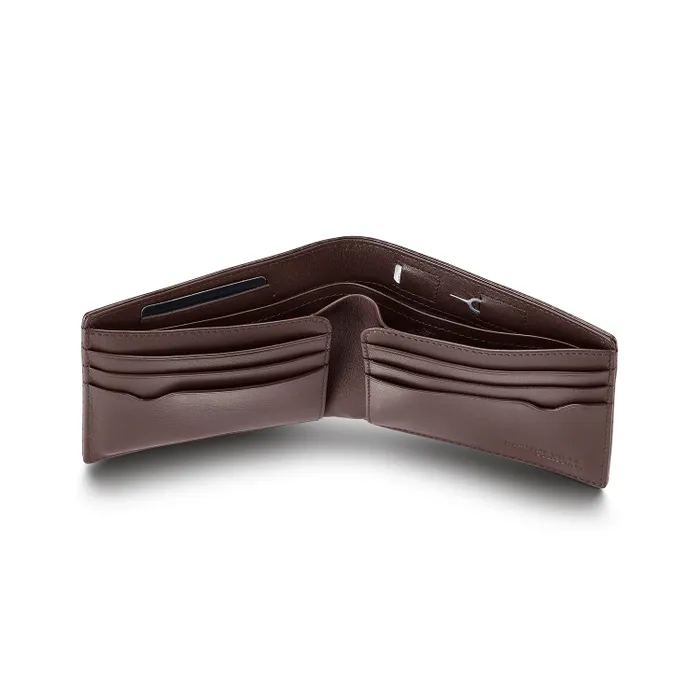 Lapis Bard Mandeville Croc-Textured Wallet with Extra Credit Card Holder - Dark Brown