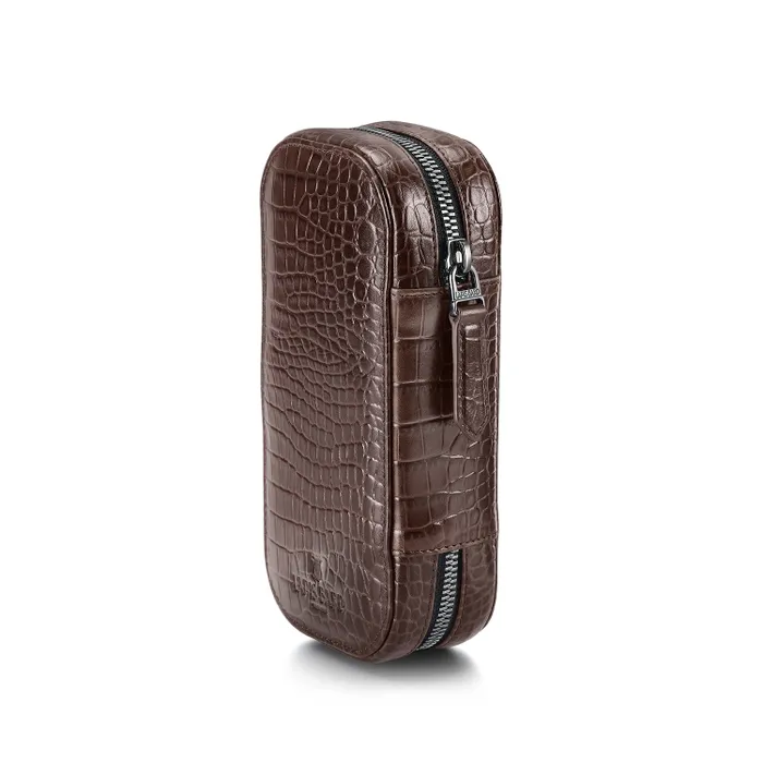 Lapis Bard Mandeville Croc-Textured Watchcase (2 Slots) - Dark Brown