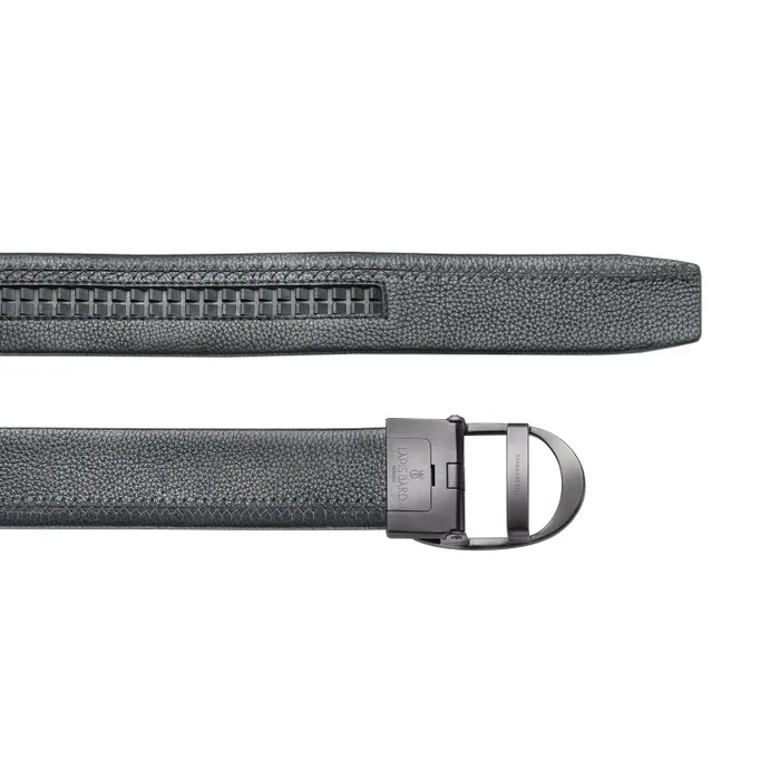 Lapis Bard Nova Belt Gunmetal 35 MM Buckle Pebbled Leather - Black