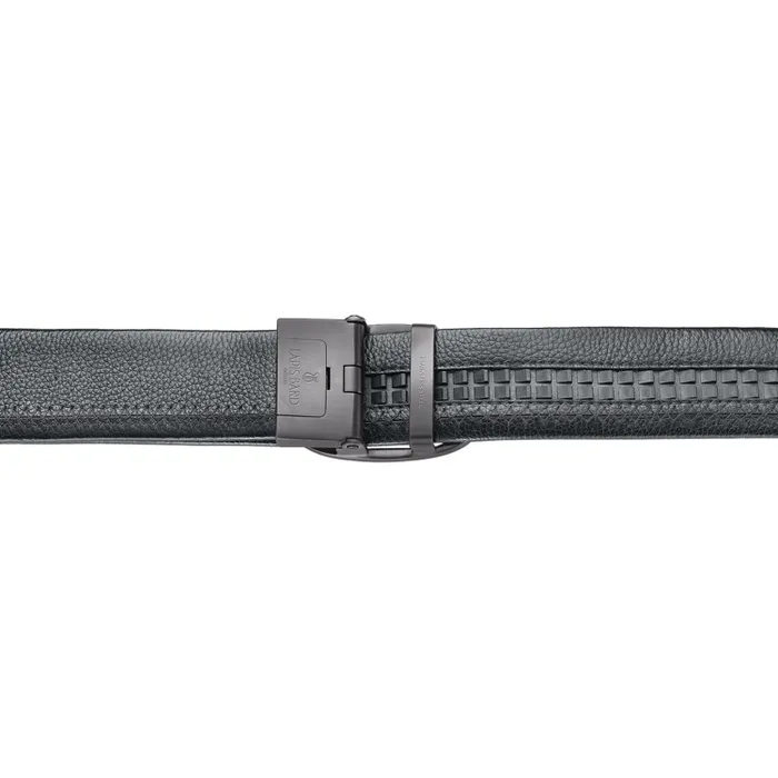 Lapis Bard Nova Belt Gunmetal 35 MM Buckle Pebbled Leather - Black