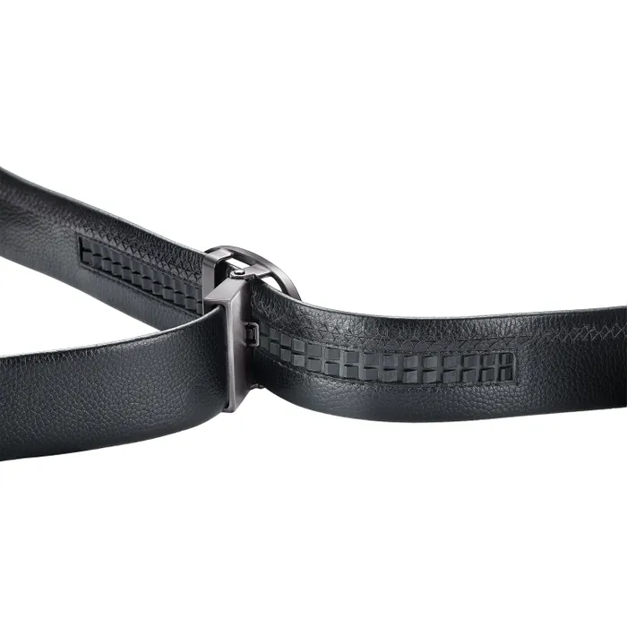 Lapis Bard Nova Belt Gunmetal 35 MM Buckle Pebbled Leather - Black