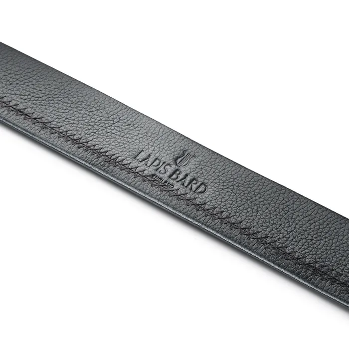 Lapis Bard Nova Belt Gunmetal 35 MM Buckle Pebbled Leather - Black