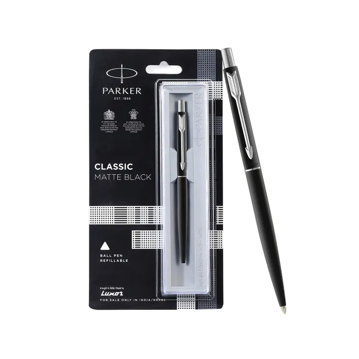 Parker Classic Matte Black Ballpoint Pen With Chrome Trim