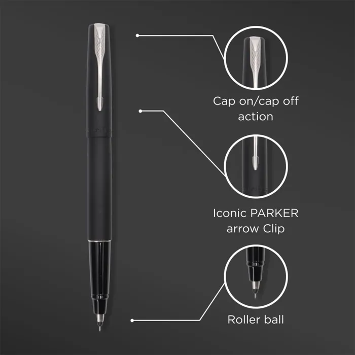 Parker Frontier Black Rollerball Pen With Chrome Trim