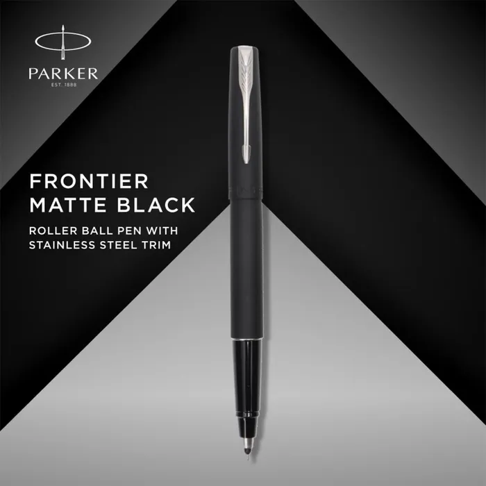 Parker Frontier Black Rollerball Pen With Chrome Trim