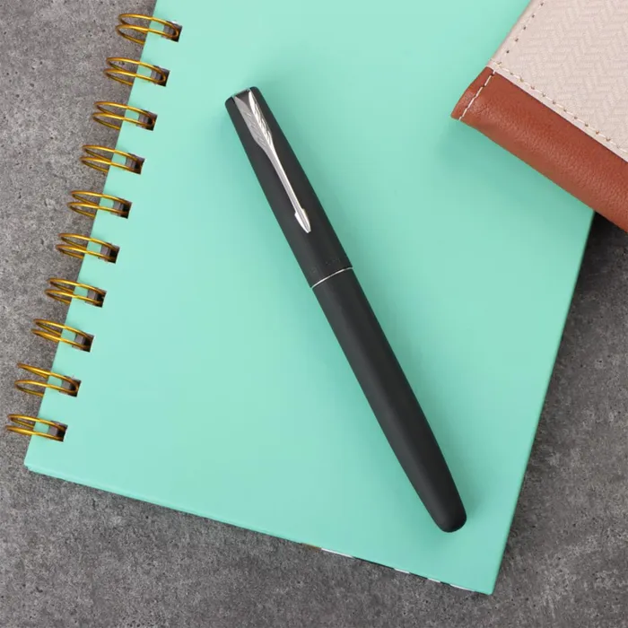 Parker Frontier Matte Black Fountain Pen With Chrome Trim-Fine