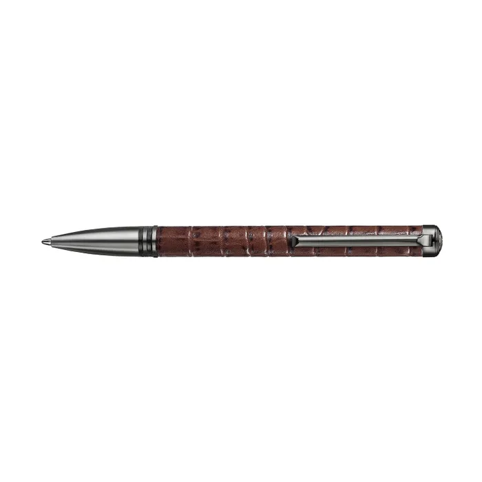 Lapis Bard Mandeville Croc-Textured Ballpoint Pen - Dark Brown