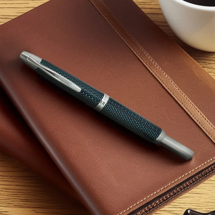 Pilot 2082 Kasuri Blue Capless Retractable Fountain Pen with Rhodium-Plated Trims