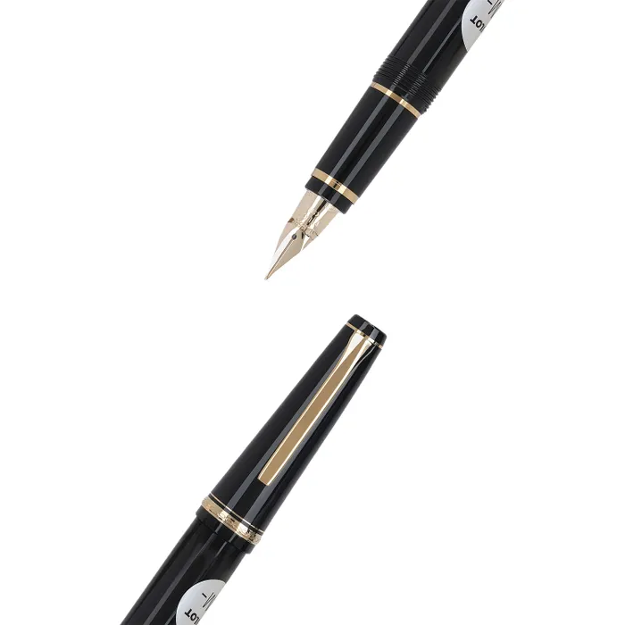 Pilot 2116 Falcon Black & Gold with Rhodium-Plated Trims Fountain Pen-Medium