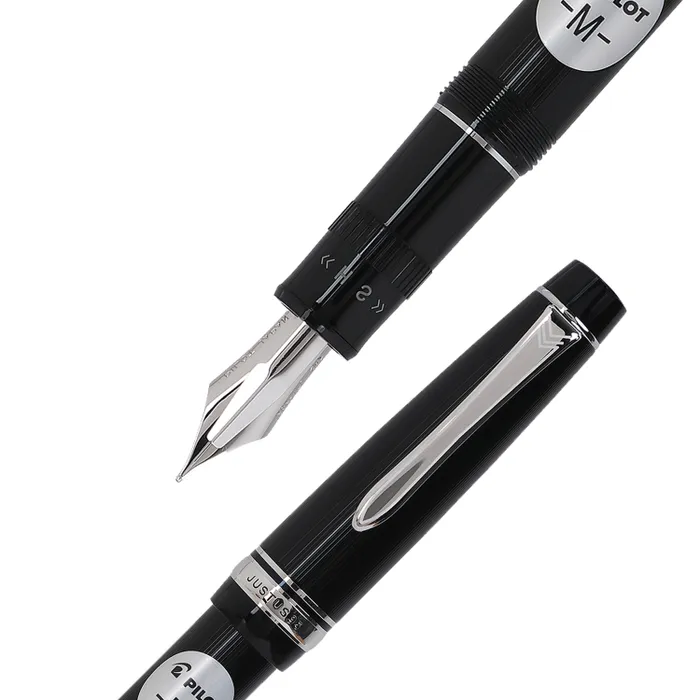 Pilot 2297 Justus 95 Black Stripe Fountain Pen with Silver Trim Fountain Pen-Medium