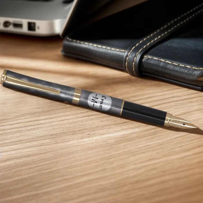 Pilot 2101 Cavalier Black & Grey Fountain Pen-Medium