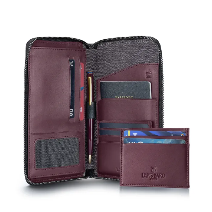 Lapis Bard Enigma Passport Wallet - Bordeaux