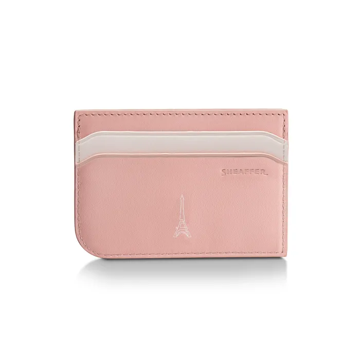 Sheaffer Emily in Paris Sentinel 321 Pink Matte Finish Ballpoint Pen with Chrome Trims and Full-Grain Leather Credit Card Holder Gift Set