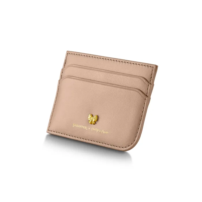 Sheaffer 100 Emily in Paris 9377 Champagne Gold Ballpoint Pen with Champagne Gold Trim and Full-Grain Credit Card Holder Gift Set
