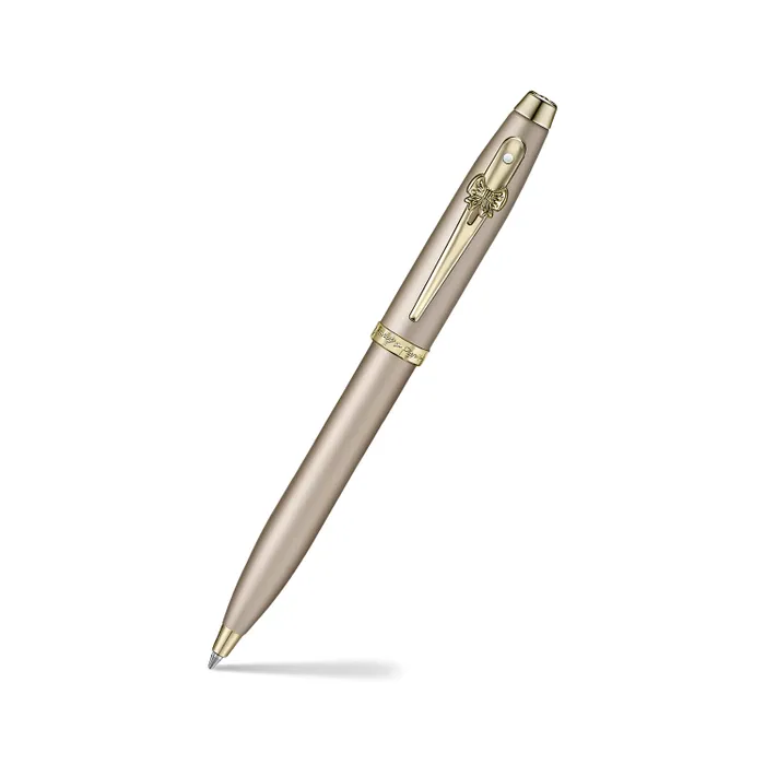 Sheaffer 100 Emily in Paris 9377 Champagne Gold Ballpoint Pen with Champagne Gold Trim and Full-Grain Credit Card Holder Gift Set