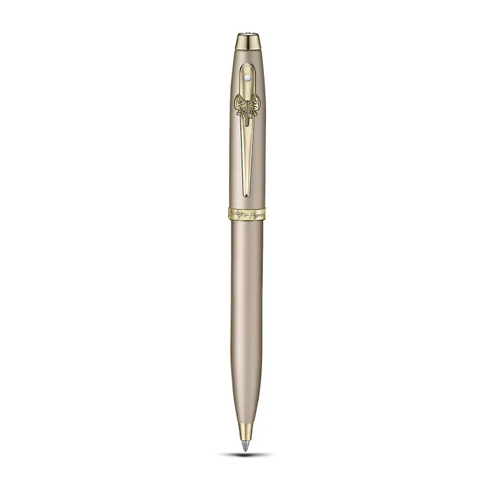 Sheaffer 100 Emily in Paris 9377 Champagne Gold Ballpoint Pen with Champagne Gold Trim and Full-Grain Credit Card Holder Gift Set
