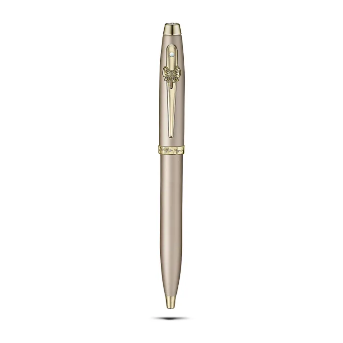 Sheaffer 100 Emily in Paris 9377 Champagne Gold Ballpoint Pen with Champagne Gold Trim and Full-Grain Credit Card Holder Gift Set