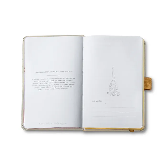 Sheaffer 100 Emily in Paris 9377 Champagne Gold Ballpoint Pen with Champagne Gold Trim and Hardbound Small Notebook Gift Set
