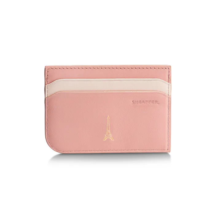 Sheaffer Emily in Paris Prelude Mini 9810 Pastel Pink Ballpoint Pen with Swarovski Crystal and Full-Grain Leather Credit Card Holder Gift Set