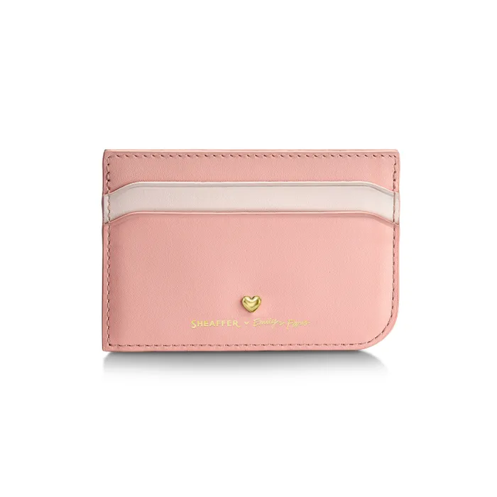 Sheaffer Emily in Paris Prelude Mini 9810 Pastel Pink Ballpoint Pen with Swarovski Crystal and Full-Grain Leather Credit Card Holder Gift Set