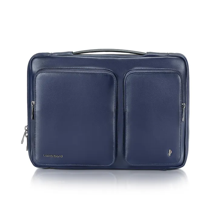 Lapis Bard Crossover Desert Bloom Cactus Leather 14-inch Laptop Bag with Shoulder Strap - Blue