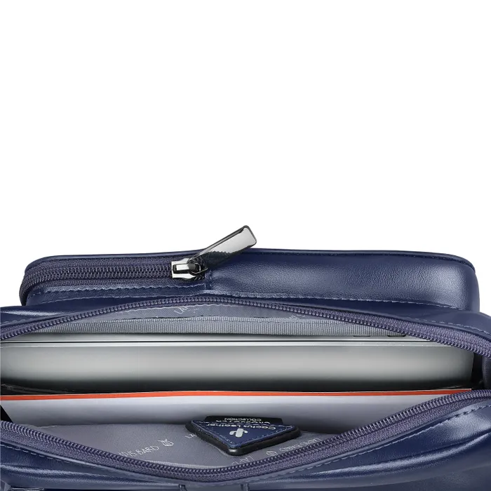 Lapis Bard Crossover Desert Bloom Cactus Leather 14-inch Laptop Bag with Shoulder Strap - Blue