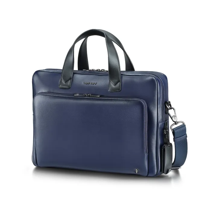 Lapis Bard Crossover Desert Bloom Cactus Leather 16-inch Briefcase Bag - Blue