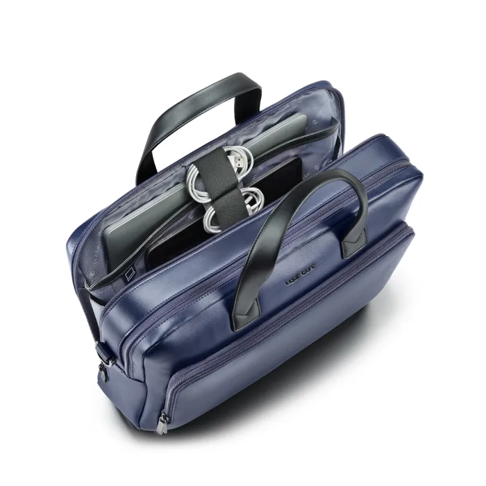 Lapis Bard Crossover Desert Bloom Cactus Leather 16-inch Briefcase Bag - Blue