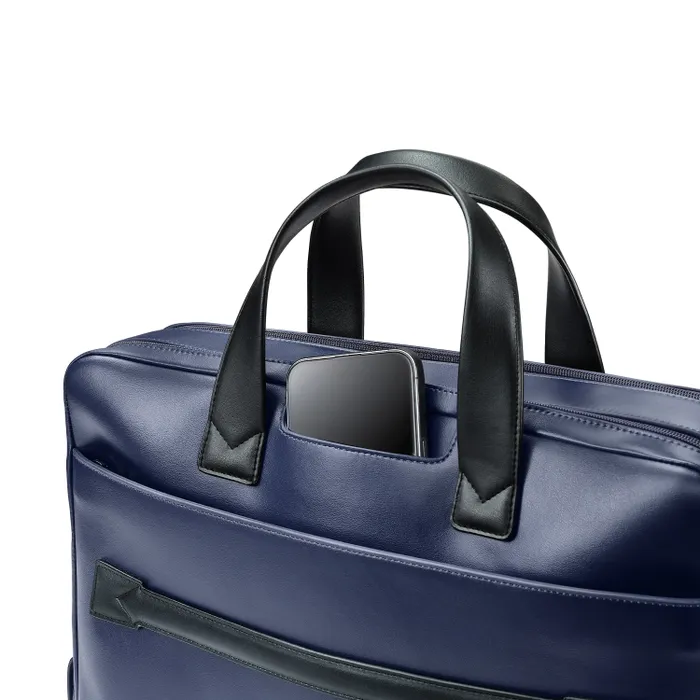 Lapis Bard Crossover Desert Bloom Cactus Leather 16-inch Briefcase Bag - Blue