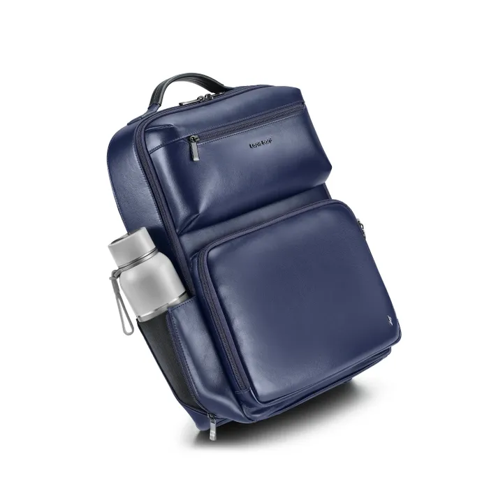 Lapis Bard Crossover Desert Bloom Cactus Leather 16-inch Backpack - Blue