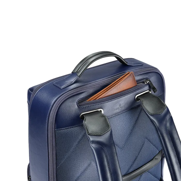 Lapis Bard Crossover Desert Bloom Cactus Leather 16-inch Backpack - Blue