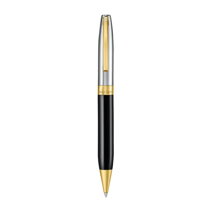 Sheaffer Legacy 9065 Glossy Black and Chrome Bi-color Ballpoint Pen with 14K PVD Gold-Plated, Stainless Steel Trims