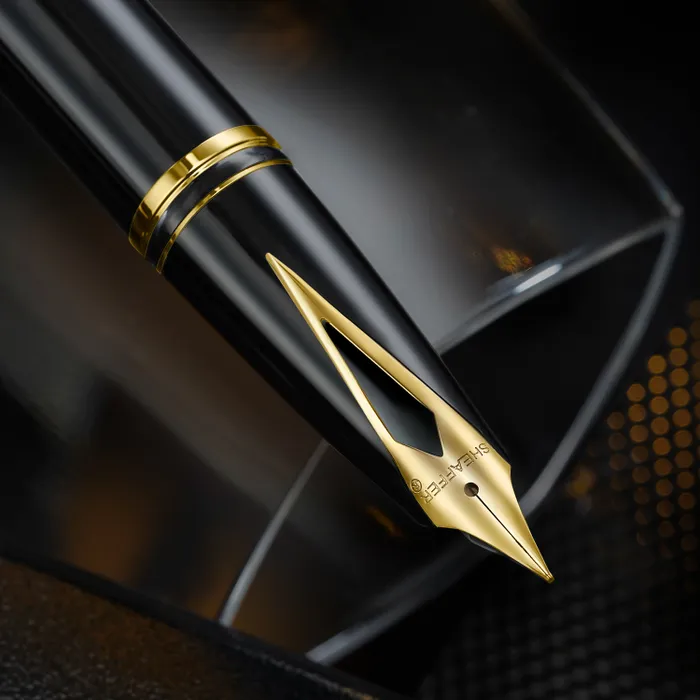 Sheaffer Legacy 9065 Glossy Black and Chrome Bi-color Fountain Pen with 14K PVD Gold-Plated, Stainless Steel Inlaid Nib and Trims (Fine)