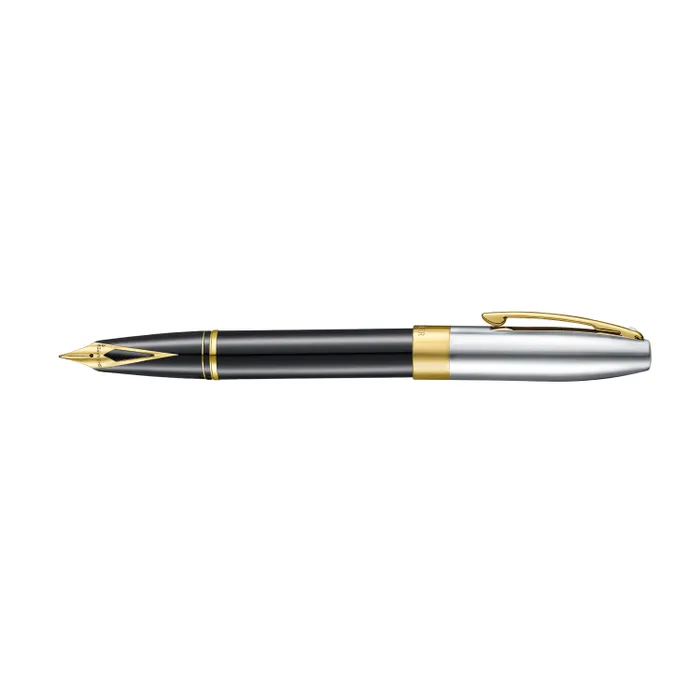 Sheaffer Legacy 9065 Glossy Black and Chrome Bi-color Fountain Pen with 14K PVD Gold-Plated, Stainless Steel Inlaid Nib and Trims (Fine)
