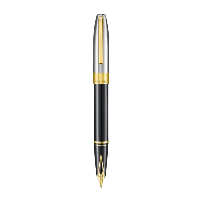 Sheaffer Legacy 9065 Glossy Black and Chrome Bi-color Fountain Pen with 14K PVD Gold-Plated, Stainless Steel Inlaid Nib and Trims (Fine)