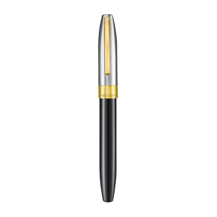 Sheaffer Legacy 9065 Glossy Black and Chrome Bi-color Fountain Pen with 14K PVD Gold-Plated, Stainless Steel Inlaid Nib and Trims (Fine)