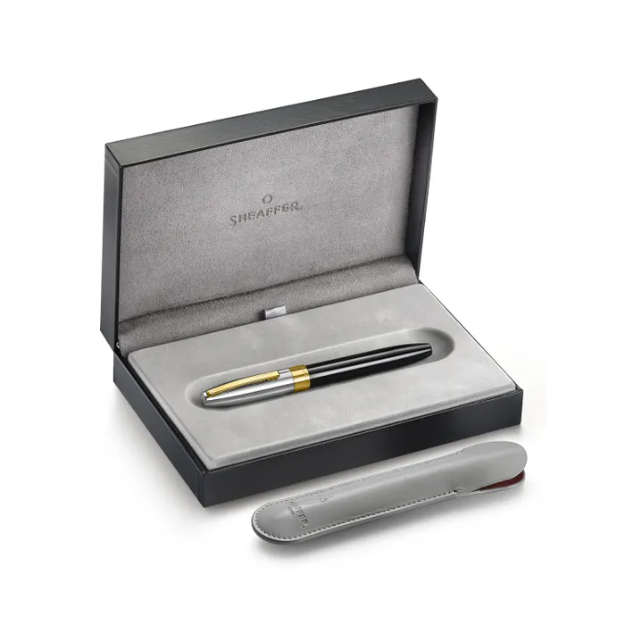 Sheaffer Legacy 9065 Glossy Black and Chrome Bi-color Fountain Pen with 14K PVD Gold-Plated, Stainless Steel Inlaid Nib and Trims (Fine)