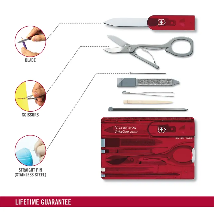 Victorinox Waiter Swiss Army Knife Card Classic-Red Translucent