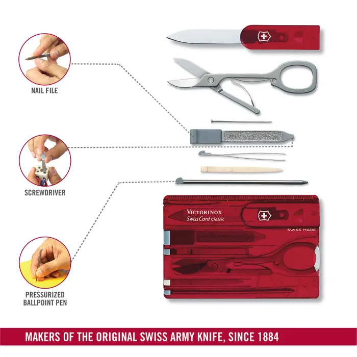 Victorinox Waiter Swiss Army Knife Card Classic-Red Translucent