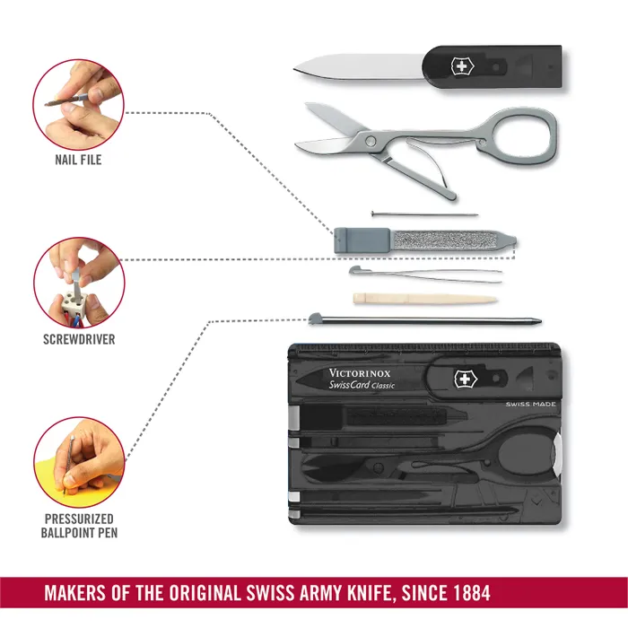 Victorinox Waiter Swiss Army Knife Card Classic Black-Translucent