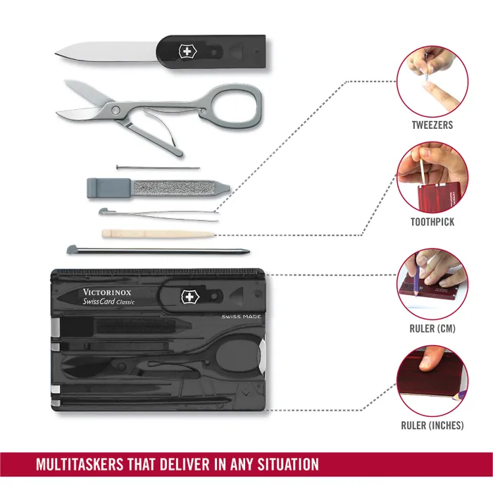 Victorinox Waiter Swiss Army Knife Card Classic Black-Translucent
