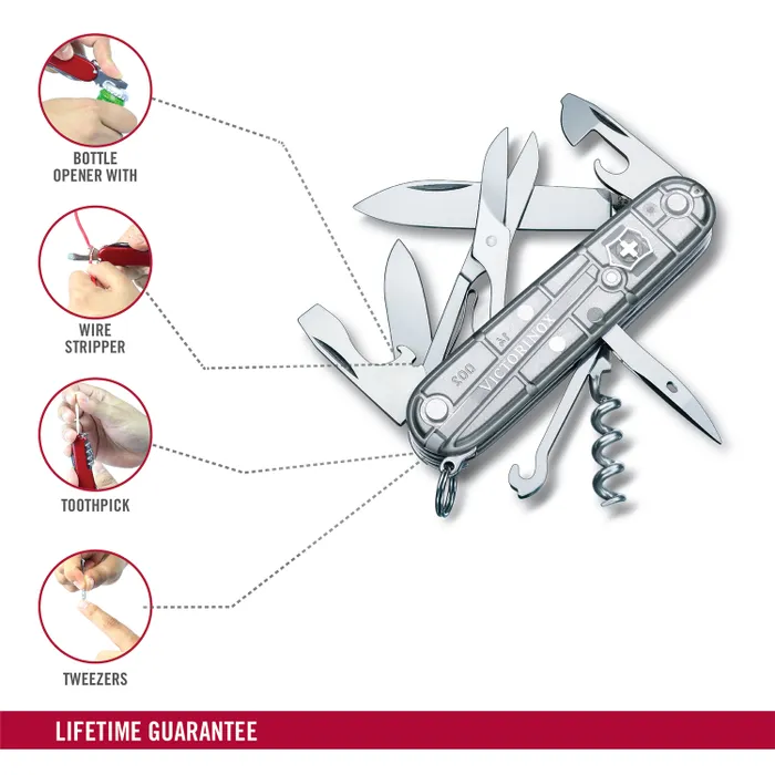 Victorinox Waiter Swiss Army Knife Climber Silvertech 91mm-Silver Translucent