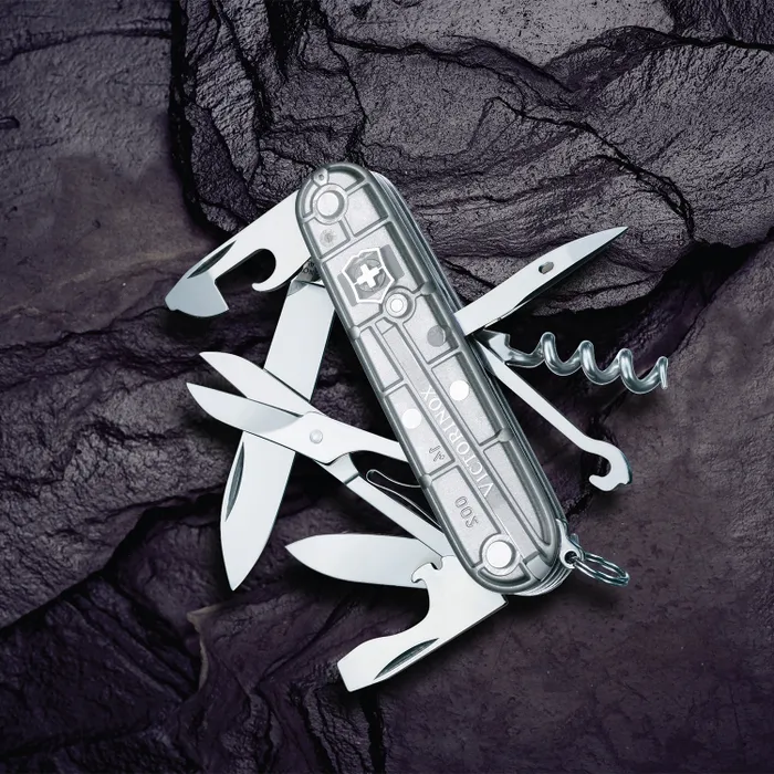 Victorinox Waiter Swiss Army Knife Climber Silvertech 91mm-Silver Translucent
