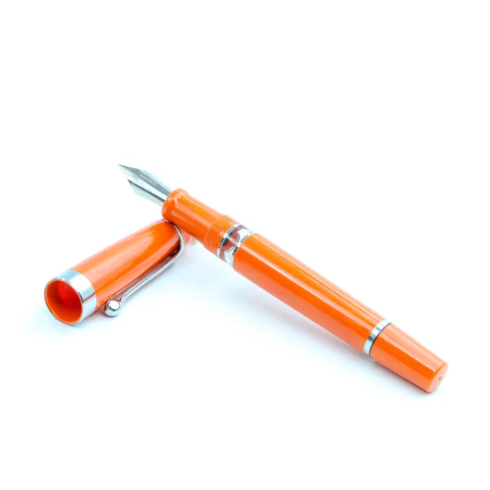 Kanwrite Heritage Solid Orange Fountain Pen With Chrome Trims - Fine