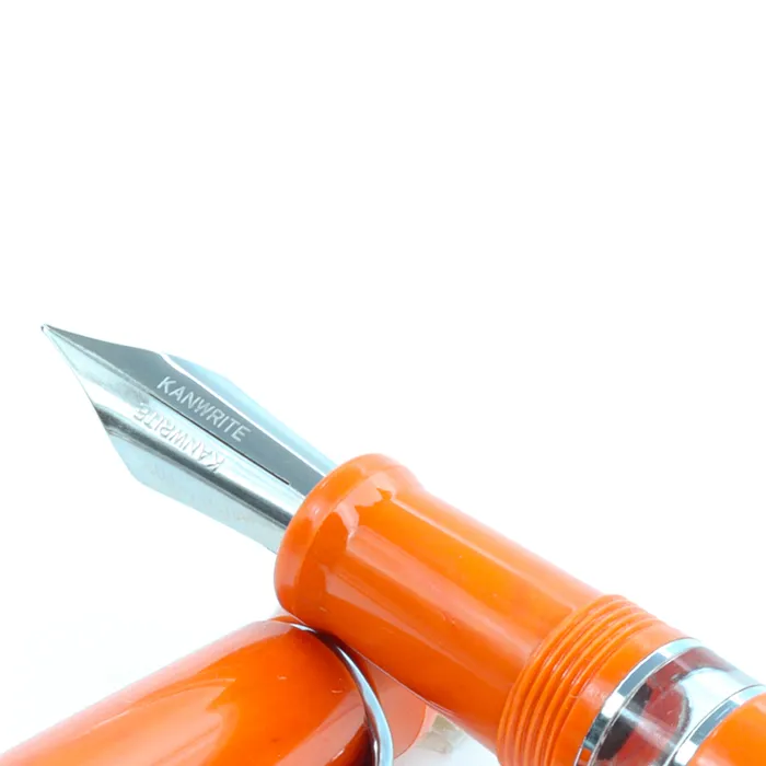 Kanwrite Heritage Solid Orange Fountain Pen With Chrome Trims - Fine